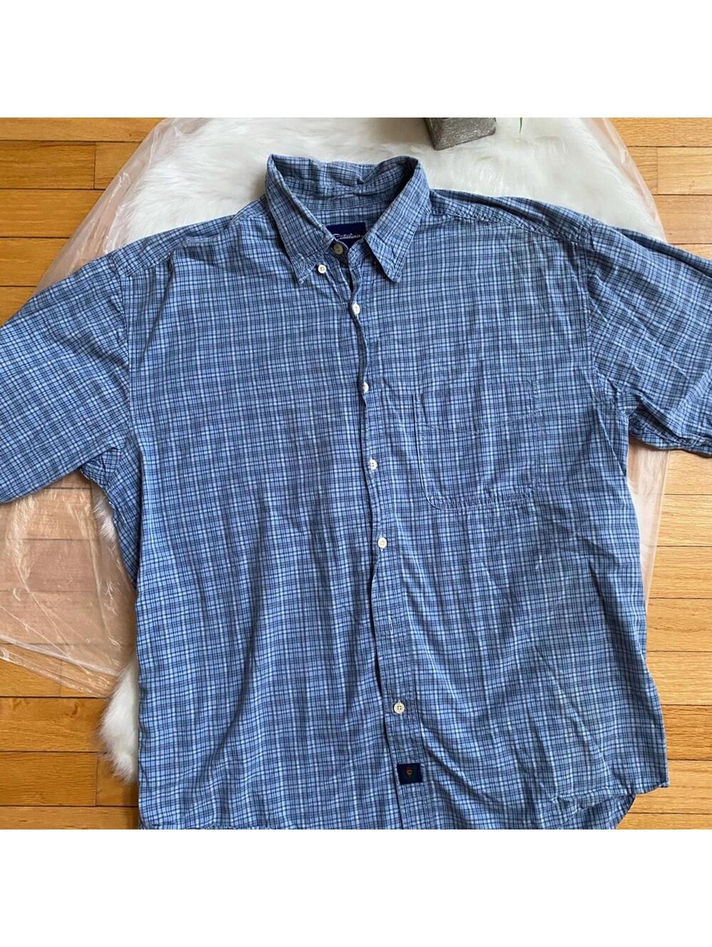 Men’s Catalina Medium Light Blue Plaid Button-Down Shirt